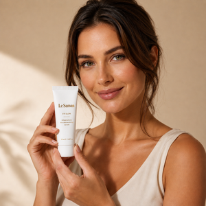 Woman holding Le Saman Eye Glow Cream